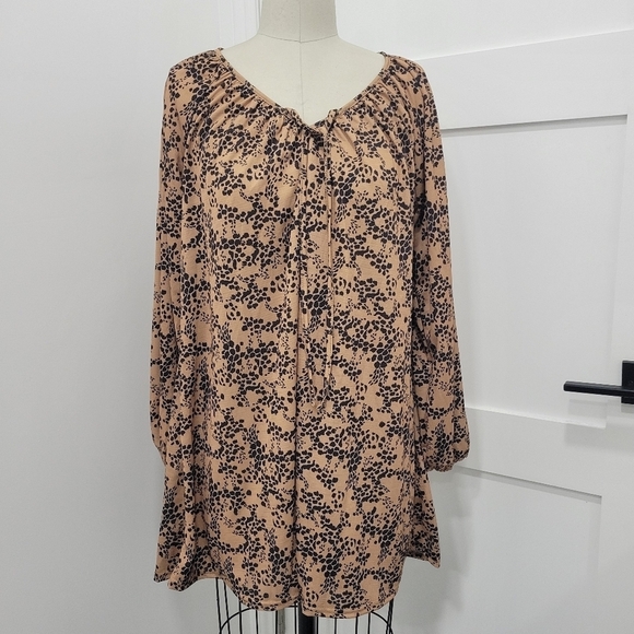 ASOS DESIGN Wom Mini Smock Dress with Long Sleeves and Tie Neck Size 2 - Picture 3 of 12